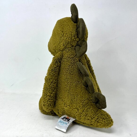 Retired Jellycat London BASHFUL DINO 10" Dark Green Version Dinosaur - Picture 6 of 11